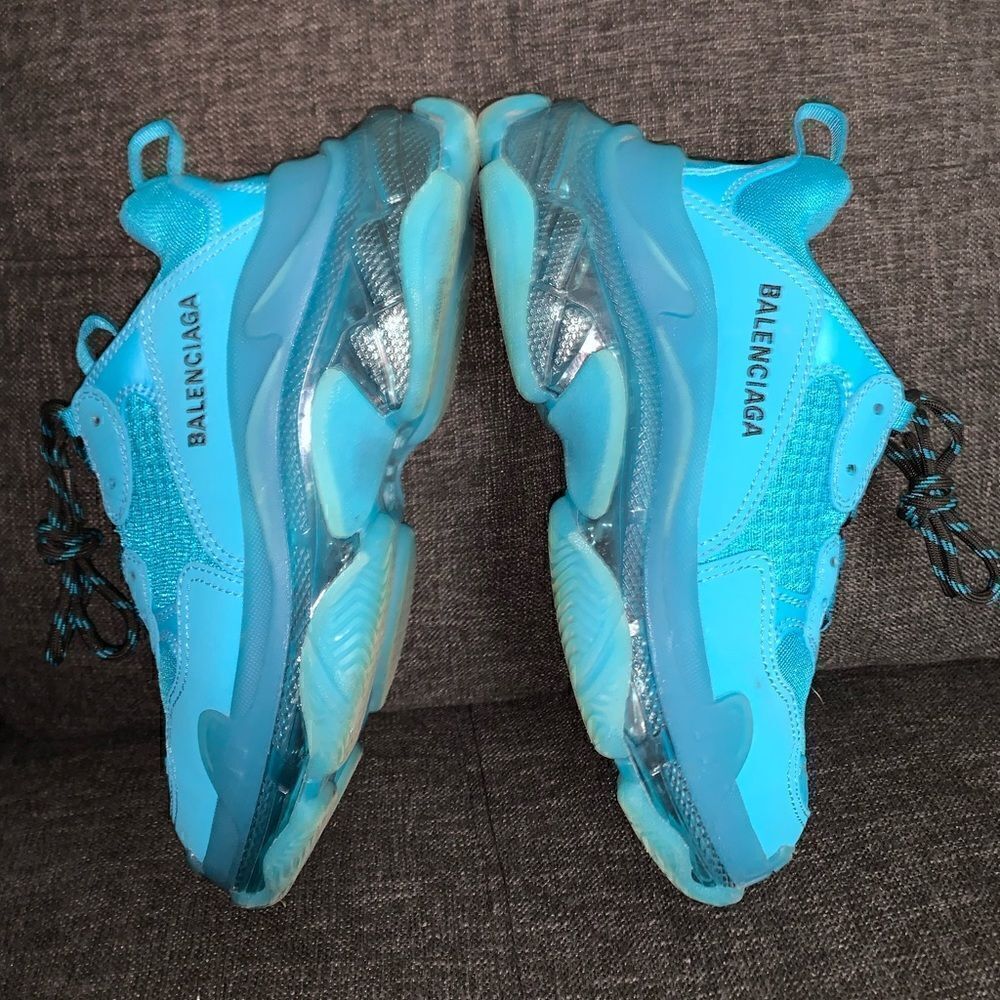 Balenciaga Triple S Cyan Blue Clunky Dad Sneaker - Picture 5 of 9